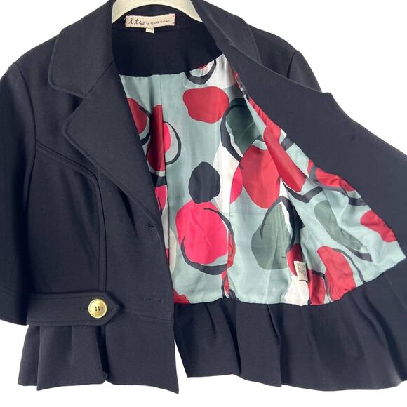 Vintage Retro Black 2-Piece Jacket and Skirt Suit Set 6 Small Career Office - Picture 6 of 13